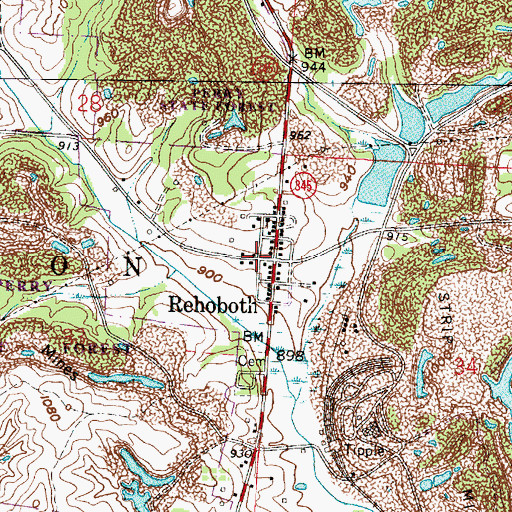 Topographic Map of Rehoboth, OH