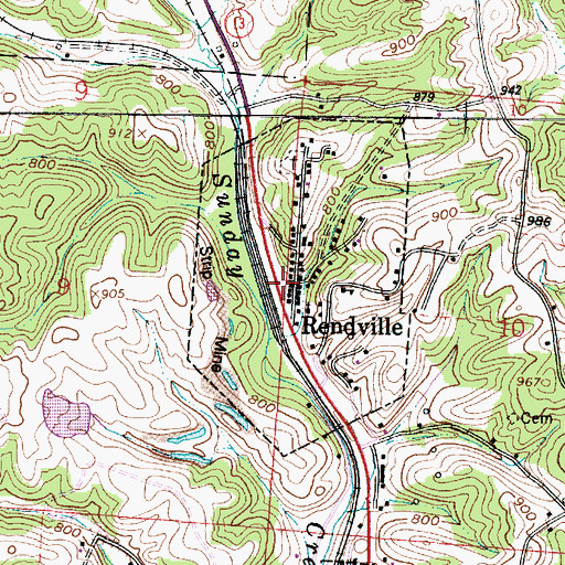 Topographic Map of Rendville, OH