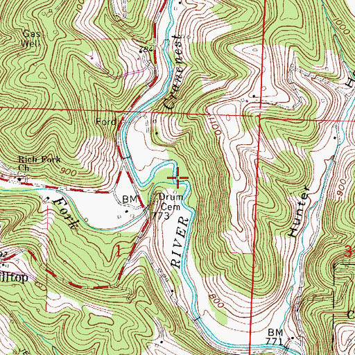 Topographic Map of Rich Fork, OH