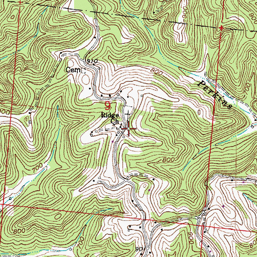 Topographic Map of Ridge Church, OH