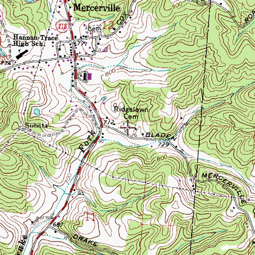Topographic Map of Ridgelawn Cemetery, OH