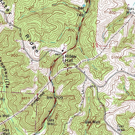 Topographic Map of Riley Hill, OH