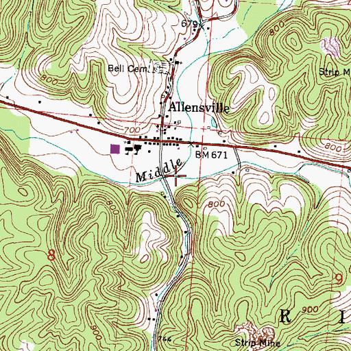 Topographic Map of Riley Run, OH