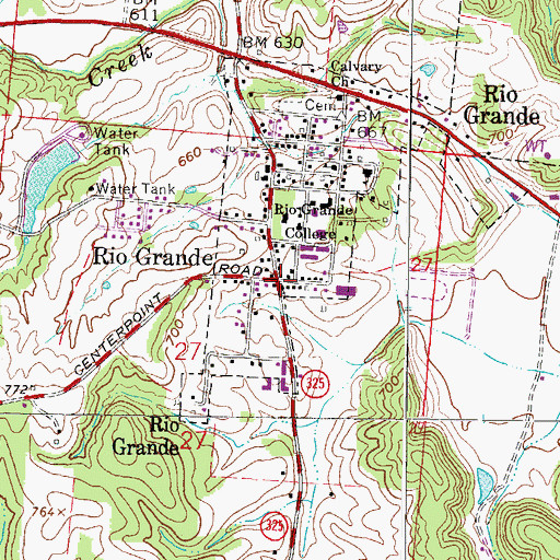 Topographic Map of Rio Grande, OH