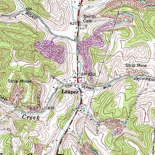 Topographic Map of Rocklick Creek, OH