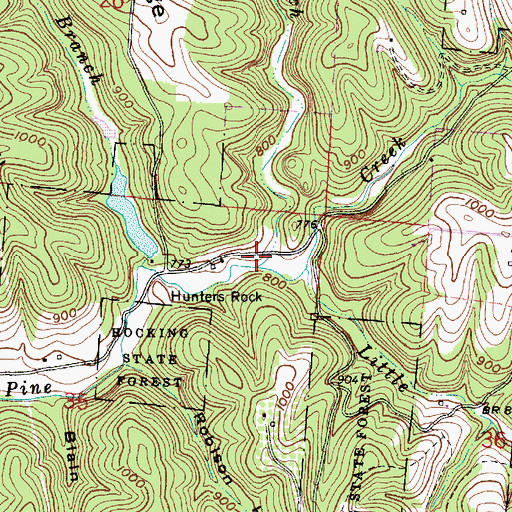 Topographic Map of Rocky Branch, OH