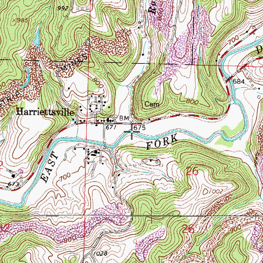 Topographic Map of Rocky Run, OH