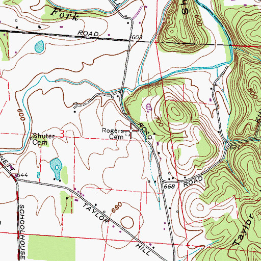 Topographic Map of Rogers Cemetery, OH