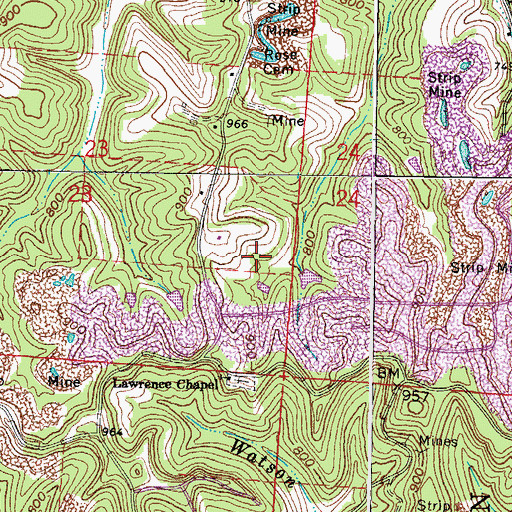 Topographic Map of Rose Cemetery, OH