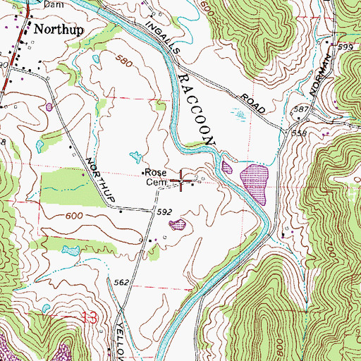 Topographic Map of Rose Cemetery, OH