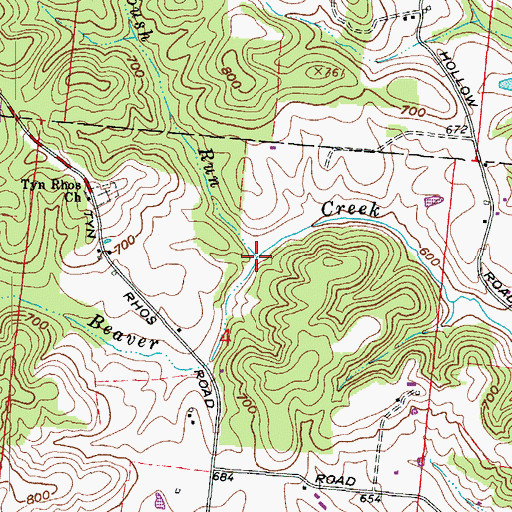Topographic Map of Roush Run, OH