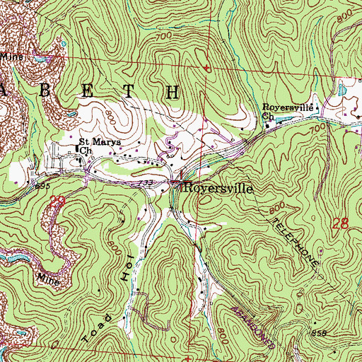 Topographic Map of Royersville, OH