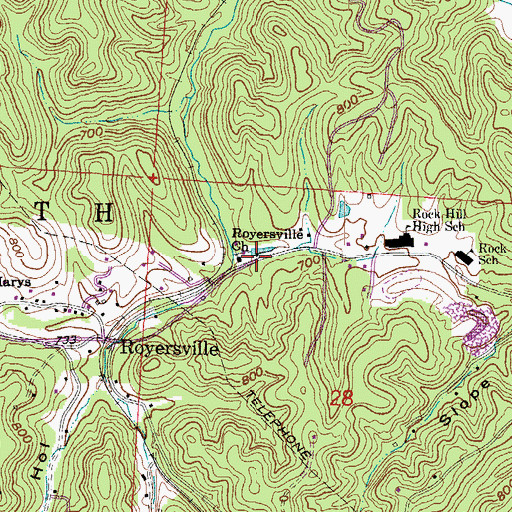 Topographic Map of Royersville Church, OH