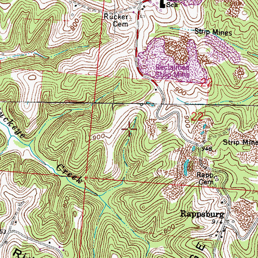 Topographic Map of Rucker Cemetery, OH