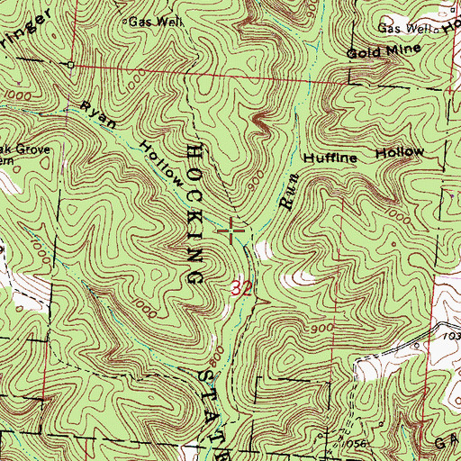 Topographic Map of Ryan Hollow, OH