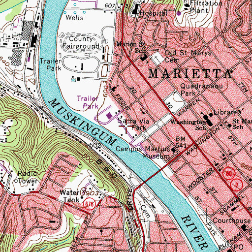 Topographic Map of Sacra Via Park, OH