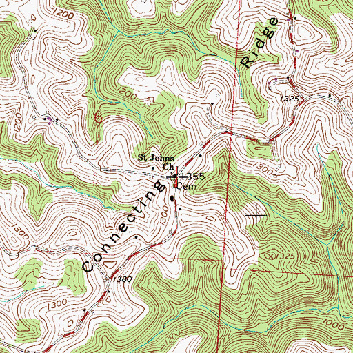 Topographic Map of Saint Johns Church, OH