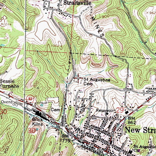 Topographic Map of Saint Augustine Cemetery, OH