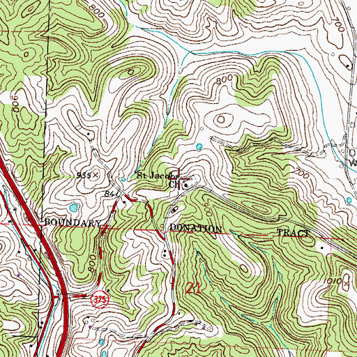 Topographic Map of Saint Jacobs Church, OH