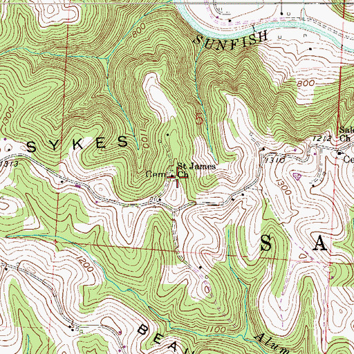 Topographic Map of Saint James Lutheran Church, OH