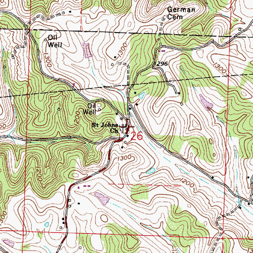 Topographic Map of Saint Johns Church, OH