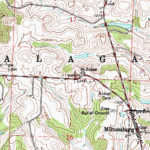 Topographic Map of Saint Johns Church, OH