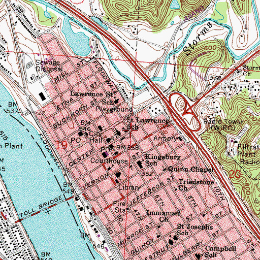 Topographic Map of Saint Lawrence School, OH