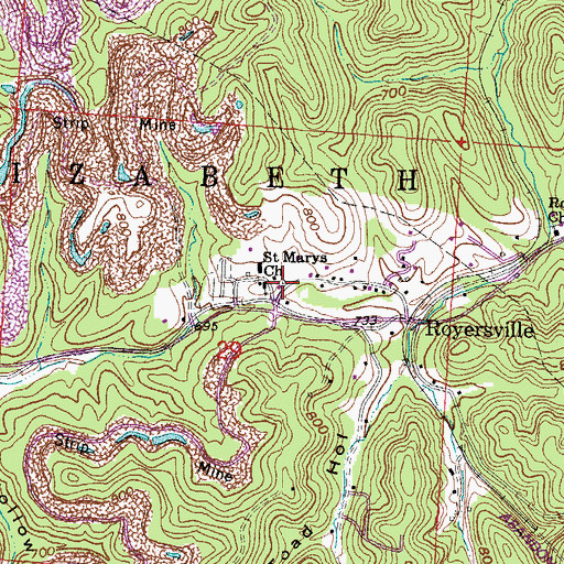 Topographic Map of Saint Marys Church, OH