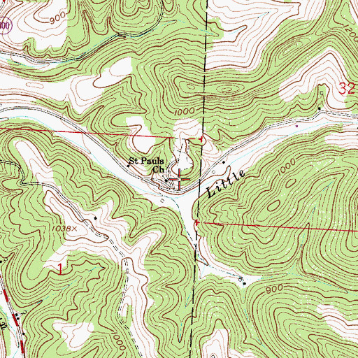 Topographic Map of Saint Pauls United Church of Christ, OH