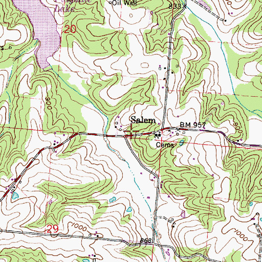 Topographic Map of Salem, OH