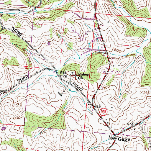 Topographic Map of Salem Baptist Church, OH