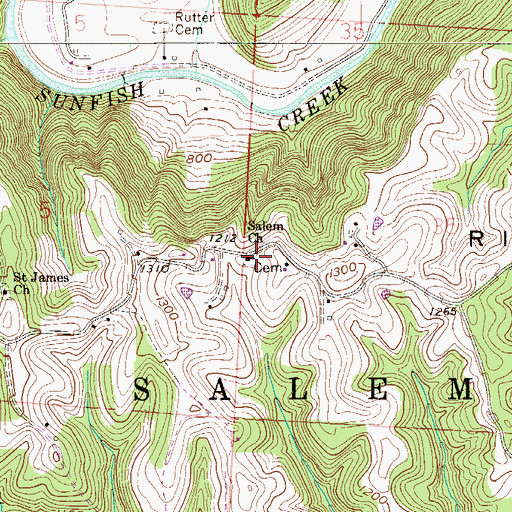 Topographic Map of Salem Church, OH