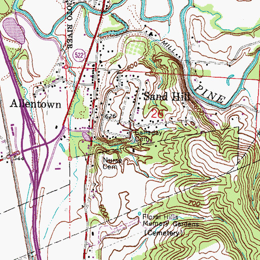 Topographic Map of Salladay Cemetery, OH