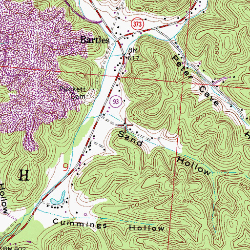 Topographic Map of Sand Hollow, OH