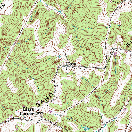 Topographic Map of Sand Ridge, OH