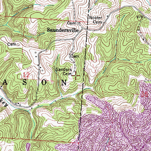 Topographic Map of Sanders Cemetery, OH