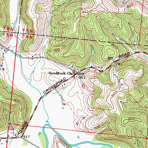 Topographic Map of Sandfork Church, OH