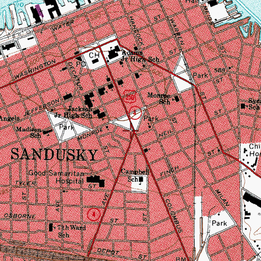 Topographic Map of Sandusky, OH