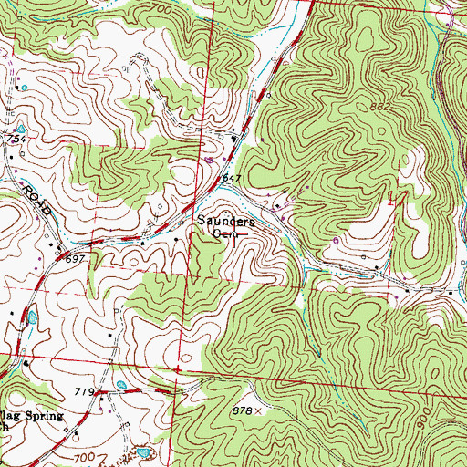 Topographic Map of Saunders Cemetery, OH