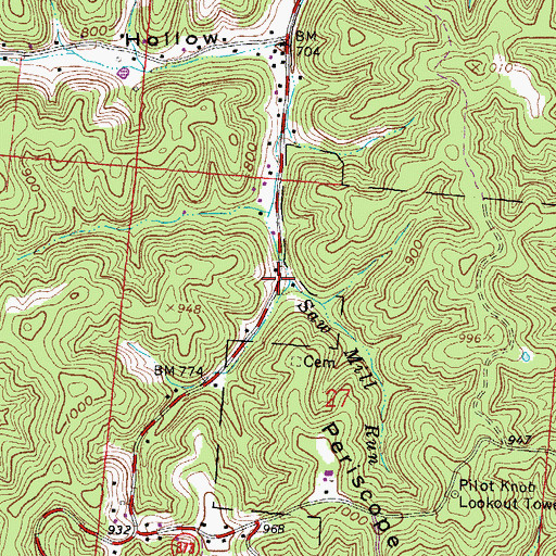 Topographic Map of Saw Mill Run, OH