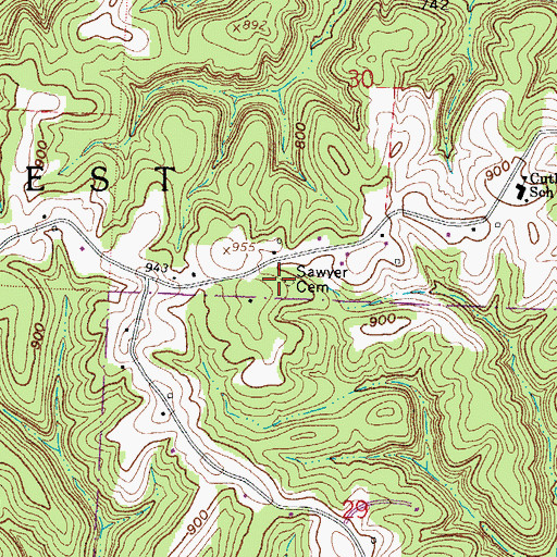 Topographic Map of Sawyer Cemetery, OH