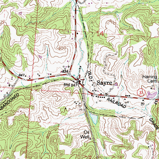 Topographic Map of Sayre, OH