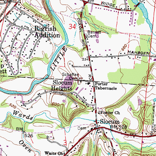 Topographic Map of Schaffer Cemetery, OH