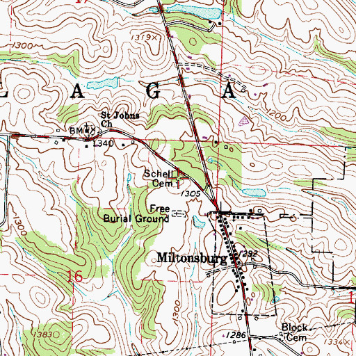 Topographic Map of Schell Cemetery, OH
