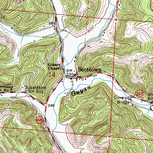 Topographic Map of Scottown, OH