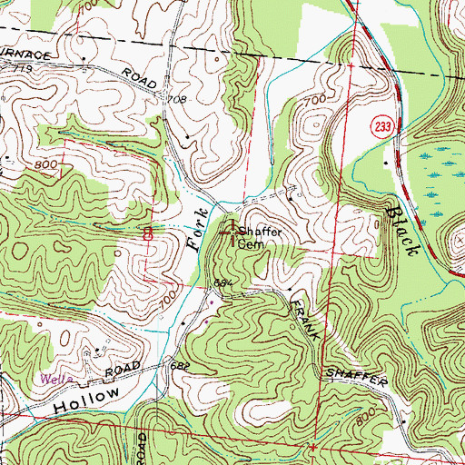 Topographic Map of Shaffer Cemetery, OH