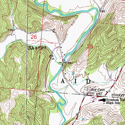 Topographic Map of Sharps Creek, OH