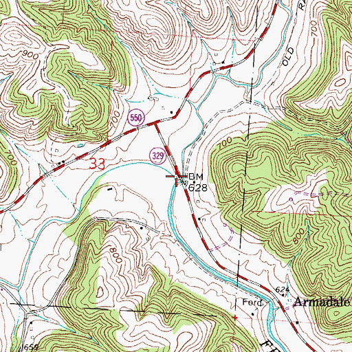 Topographic Map of Sharps Fork Federal Creek, OH