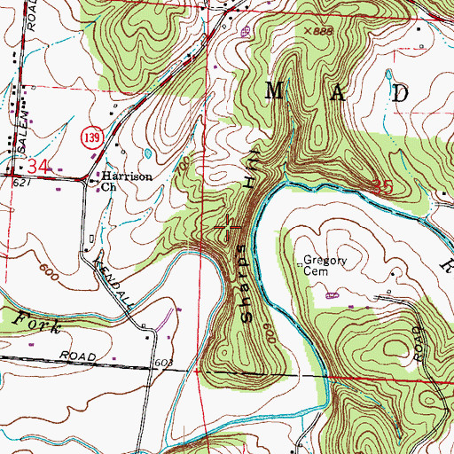 Topographic Map of Sharps Hill, OH