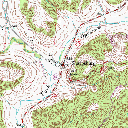 Topographic Map of Sharpsburg, OH